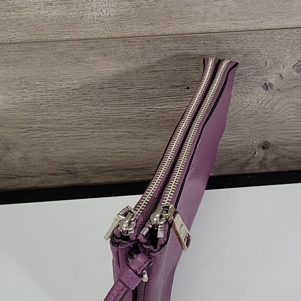 Coach Purple Pebble Leather Wristlet Clutch Bag F87587